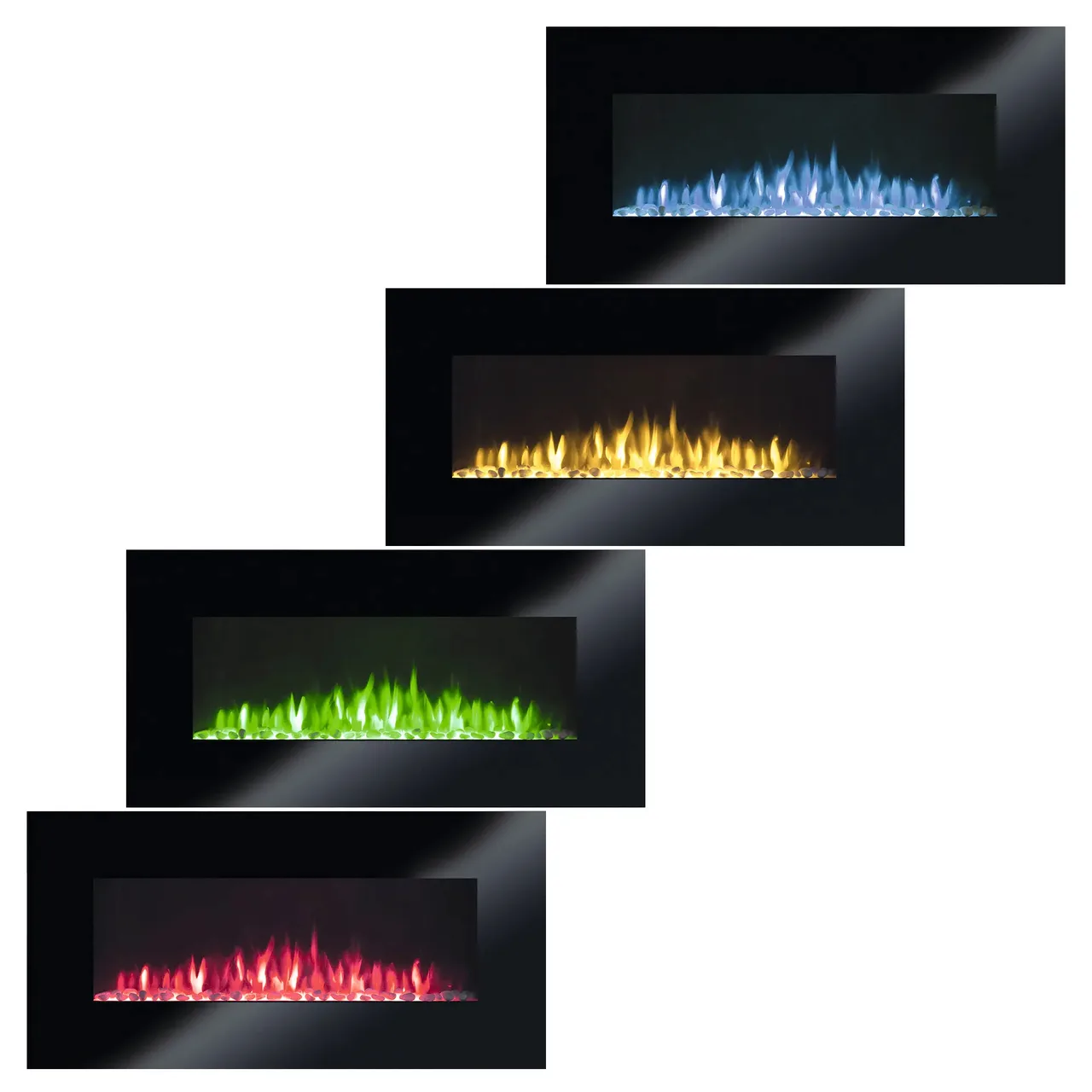 Semineu Smart de perete, trepte de incalzire 1000 W / 2000 W, efect de flacara reala, sticla securizata, sesizare geam deschis, oprire automata la supraincalzire Home FKK 3000 WIFI 1